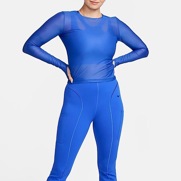 Nike FutureMove Women's Blue Sheer Dri-FIT Long-Sleeve Top with thumbholes - Picture 3 of 16